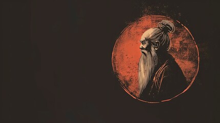 Philosophical Reflections: Minimalist Laozi Illustration with Copy Space