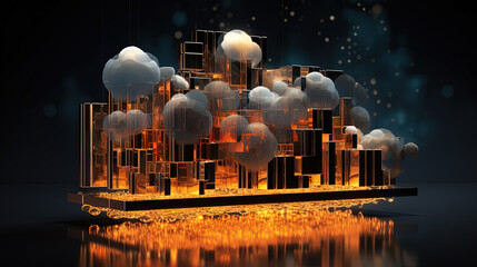 Aufkleber - Cloud shaped technology abstraction. Connection and data storage concept.