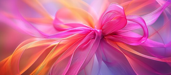 Wall Mural - Captivating Abstract Art: Vibrant GiftPink Bow and Ribbon Design