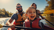 © basketman23 - Family kayaking on a calm river,  sharing laughter and adventure