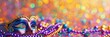 mardi gras decorations with bokeh background banner with copy space