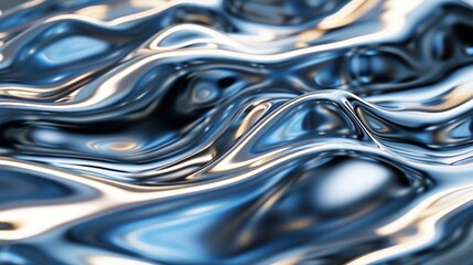 Wall Mural - Waves of liquid metal in a 3D Max design, rippling across the screen to form a fluid, abstract pattern wallpaper