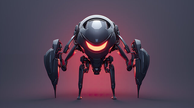 a dangerous red themed futuristic robot in a cartoon style