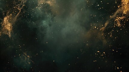a mesmerizing cosmic nebula formation in shades of green and gold.