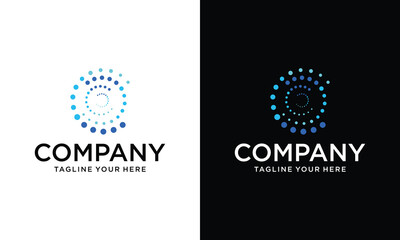 Wall Mural - Logo blockchain technology with round circle connection structure. Modern high tech geometrical icon symbol concept. Blue geometry system pattern design