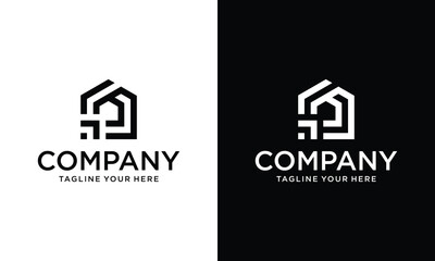 Wall Mural - Minimal Home arrow logo design vector template