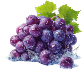 Wall Mural - grapes on a white