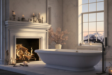 Wall Mural - A bathroom with a freestanding tub