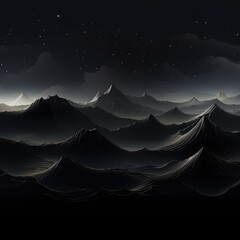 Wall Mural - Black abstract background with mountain outlines. Generative AI.