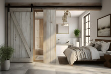  A Bedroom With A Sliding Barn Door 