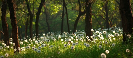 Wall Mural - Fluffy Blowballs Dance in Late Spring at Dandeli