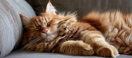 Sticker - Red Fluffy Lazy Cat: The Perfect Domestic Animal Companion for a Red Fluffy Lazy Cat-Lover