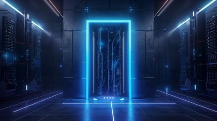 Digital door, connection to the World Wide Web, Internet, modern technologies and cyberspace, computerization and the digital world