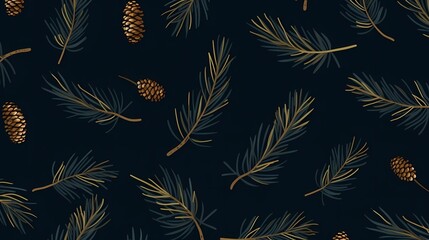 Naklejka na meble seamless background with coniferous branches pattern, coniferous, fir, 