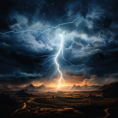 Canvas Print - lightning at night