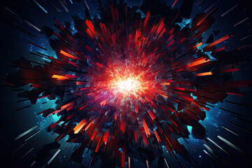 Canvas Print - abstract red explosion on black background, computer generated illustration, 3D rendering