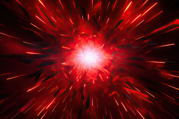 Canvas Print - abstract red explosion on black background, computer generated illustration, 3D rendering