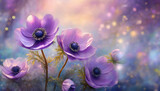 Fototapeta Kwiaty - Anemony abstrakcyjne kwiaty, wiosenne zawilce