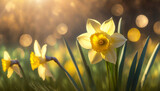 Fototapeta  - Piękne narcyze, wiosenne wielkanocne kwiaty