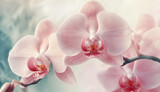 Fototapeta Storczyk - Makro kwiat storczyk. Pastelowe tło kwiatowe