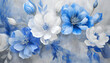 Tapeta niebieskie i białe kwiaty, abstrakcyjne pastelowe tło kwiatowe