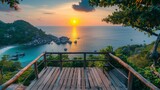 Fototapeta  - Sunset viewpoint on Koh Tao island in Thailand