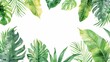 Watercolor tropical leaves background