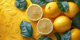 Fototapeta  - A vibrant and diverse group of citrus fruits, including meyer lemons, bitter oranges, pomelos, and yuzu, create a beautiful and nutritious display of natural produce