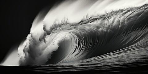 Poster - A black and white photo capturing the power and movement of a wave. Perfect for adding a touch of elegance and simplicity to any project