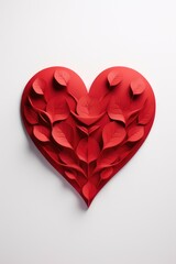 Poster - A heart made out of red paper leaves. Can be used for Valentine's Day or romantic-themed projects