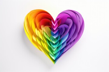 Aufkleber - A vibrant rainbow colored paper heart placed on a clean white surface. Perfect for adding a pop of color and love to any project