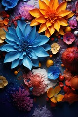 Poster - A close-up view of a vibrant bunch of colorful flowers. Perfect for adding a pop of color to any project or design