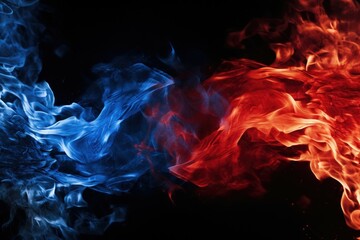 Fototapete - Two different colored smokes captured in a close-up shot. Perfect for adding a vibrant and dynamic touch to your designs