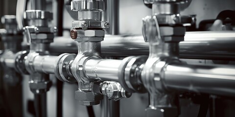 Poster - A network of pipes that are interconnected, forming a complex system. Suitable for industrial, engineering, or infrastructure-related projects