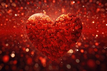 Poster - A red heart adorned with many small hearts. Perfect for expressing love and affection. Can be used in various romantic and Valentine's Day-themed projects