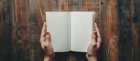 Canvas Print - Open Hands Lay Flat, A Scene of Book Mockup