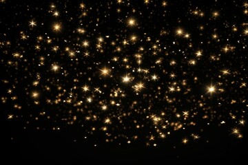 Poster - A striking image of numerous gold stars on a black background. Perfect for adding a touch of elegance and glamour to any design project