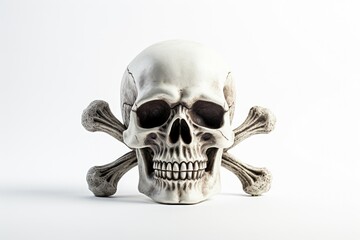 Poster - A skull and crossbones symbol on a plain white background. Can be used for warning signs or pirate-themed designs