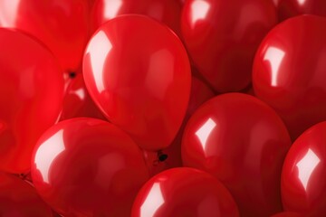 Poster - A vibrant image of a bunch of red balloons floating in the air. Perfect for celebrations and festive occasions