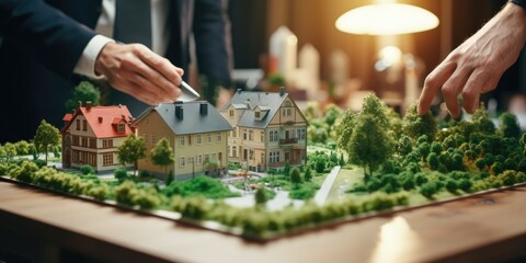 Aufkleber - A small scale model of a house placed on a table. Ideal for real estate, architecture, or interior design concepts