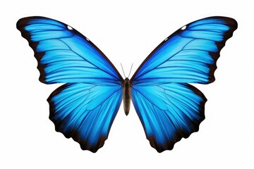 Poster - A beautiful blue butterfly on a plain white background. Perfect for nature-themed designs or educational materials