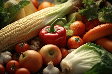 Poster - A close-up view of a vibrant assortment of fresh vegetables. Perfect for healthy eating concepts and food-related designs