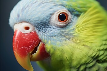 Aufkleber - A detailed close-up image of a parrot showcasing its vibrant red beak. This picture can be used for various purposes
