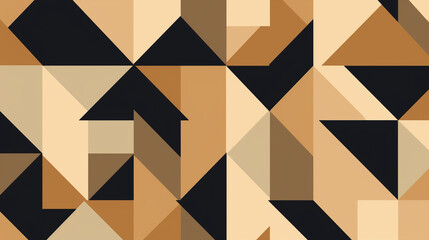 Wall Mural - Beige, black-brown, & tan geometric background vector presentation design. Abstract PowerPoint and Business background.