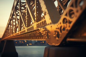 Poster - A picturesque bridge spanning a calm body of water at sunset. Perfect for adding a touch of serenity to any project