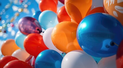 Poster - Colorful balloons floating in the air, perfect for celebrations and festive occasions