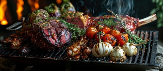 Canvas Print - Savory Sensations: Indulge in the Tempting Delights of Tasty, Roasted Food from the Brazier