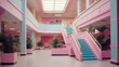 Vaporwave dead empty pink mall