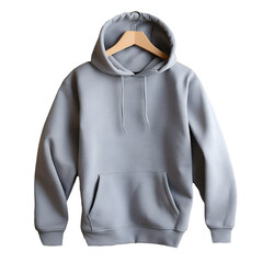 Wall Mural - Photo of clean light gray hoodie without background. Template for mockup