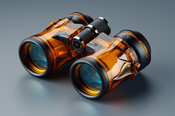 Poster - A set of stylized binoculars represents a clear vision and foresight in business, embodying the concept of strategic planning and anticipating future opportunities. Generative Ai.